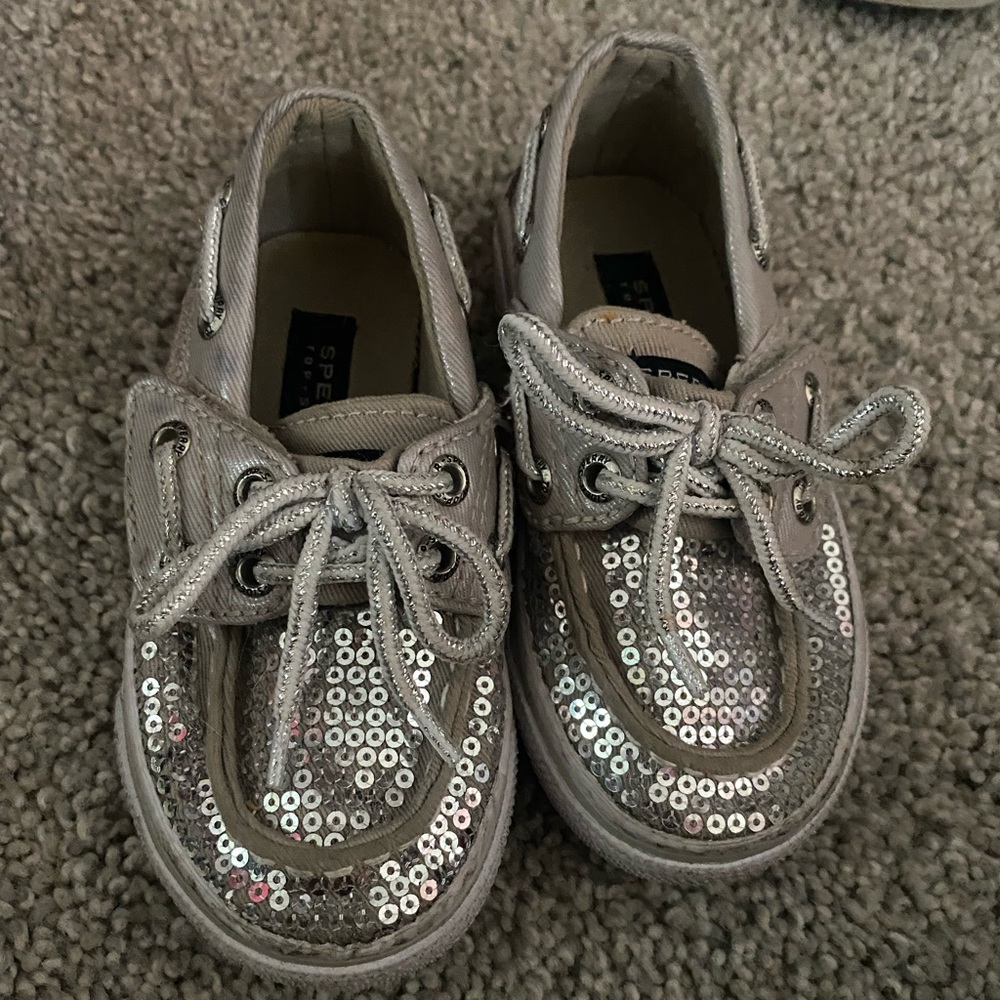 Silver sequin sperrys